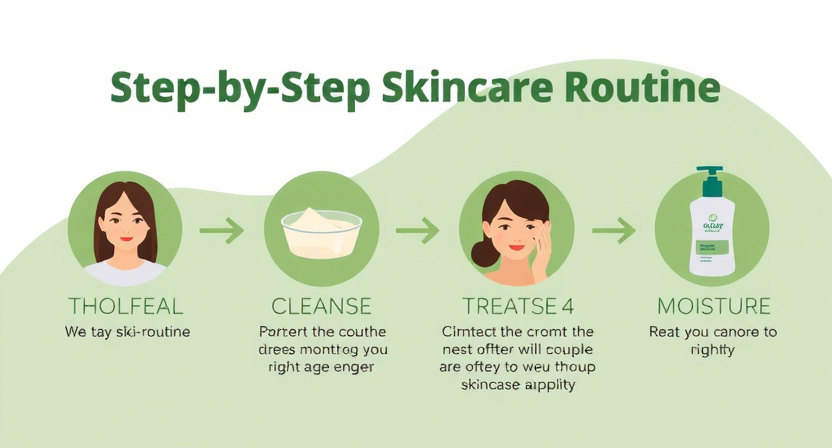 Skincare routine steps: cleanse, treat, moisturize